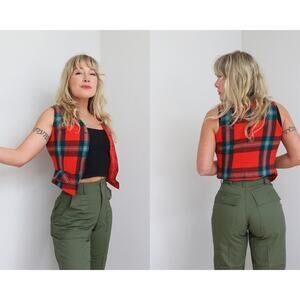1950's Vintage MacLaine of Lochbuie Tartan Plaid Equestrian Vest ~Women's XXS XS